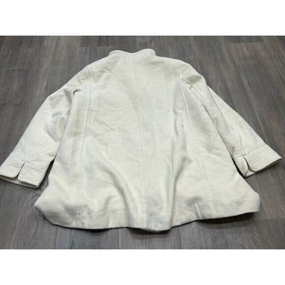 Oscar de la Renta Womens Fleece Jacket Button Down Wool Angora Cream Size 16 - Picture 2 of 16